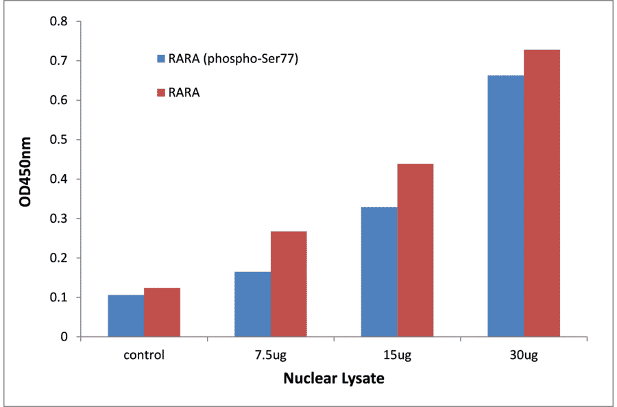 Validation Data - Retinoic Acid Receptor alpha (phospho Ser77) ELISA Kit (TFE-7133) - Antibodies.com