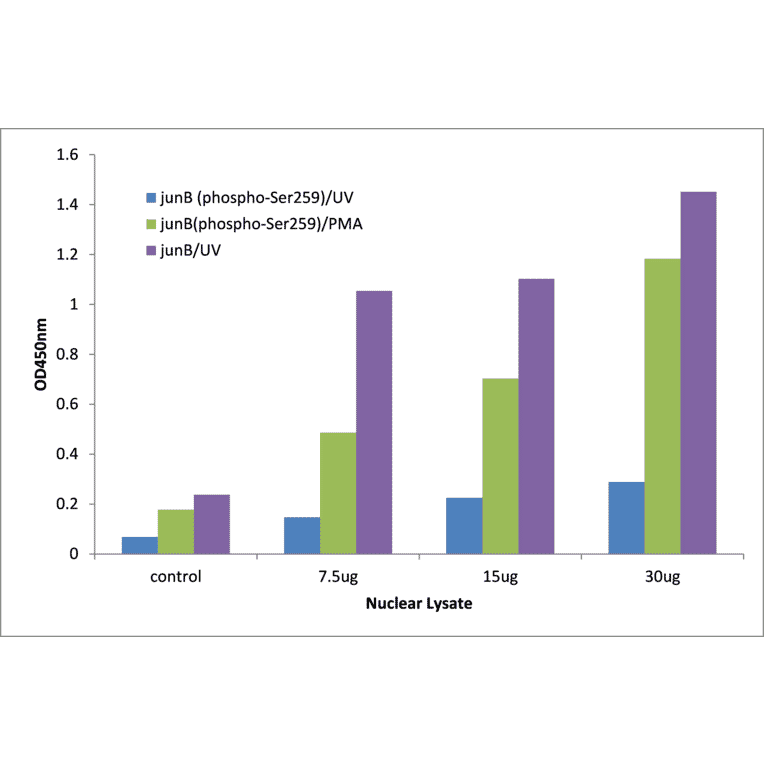 Validation Data - JunB (phospho Ser259) ELISA Kit (TFE-7015) - Antibodies.com