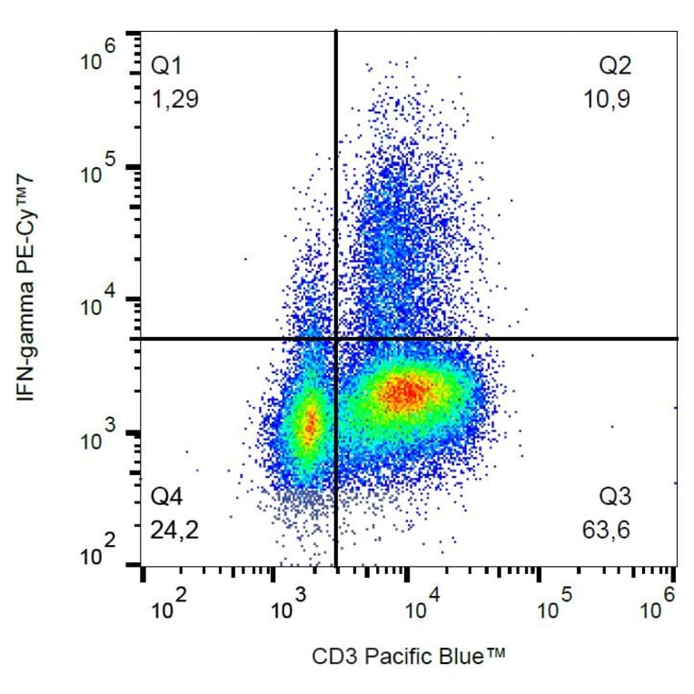 Flow Cytometry - Anti-Interferon gamma Antibody [4S.B3] (PE-Cyanine 7) (A122035) - Antibodies.com