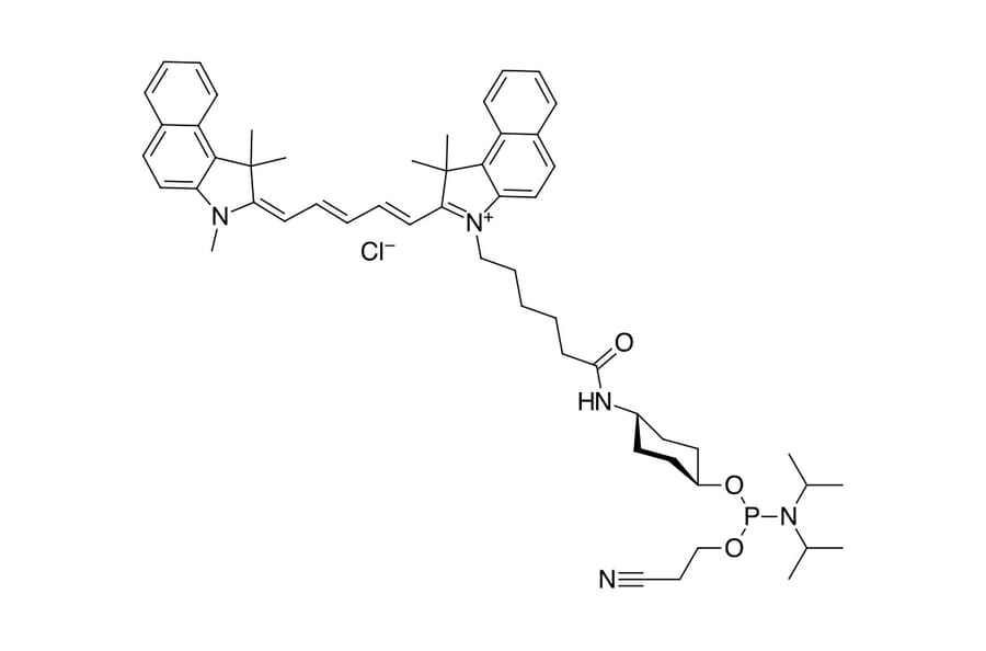 Chemical Structure - Cyanine 5.5 phosphoramidite, 5'-terminal (A270158) - Antibodies.com