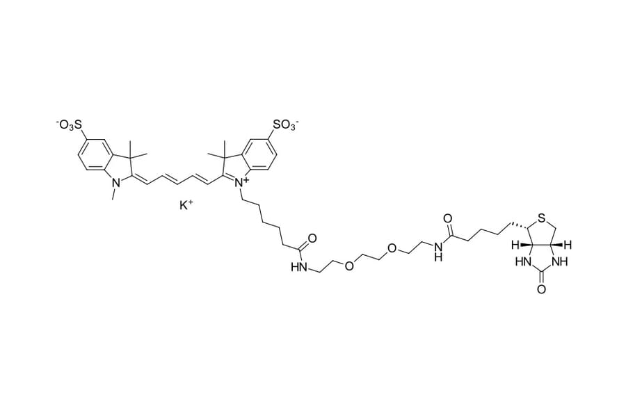 Chemical Structure - Sulfo-Cyanine 5-PEG3-Biotin (A270298) - Antibodies.com