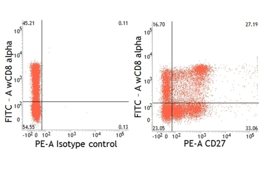 Flow Cytometry - Anti-CD27 Antibody [B30C7] (PE) (A279758) - Antibodies.com