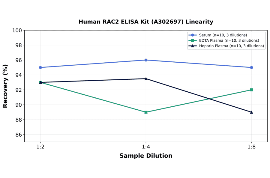 Linearity - Human RAC2 ELISA Kit (A302697) - Antibodies.com