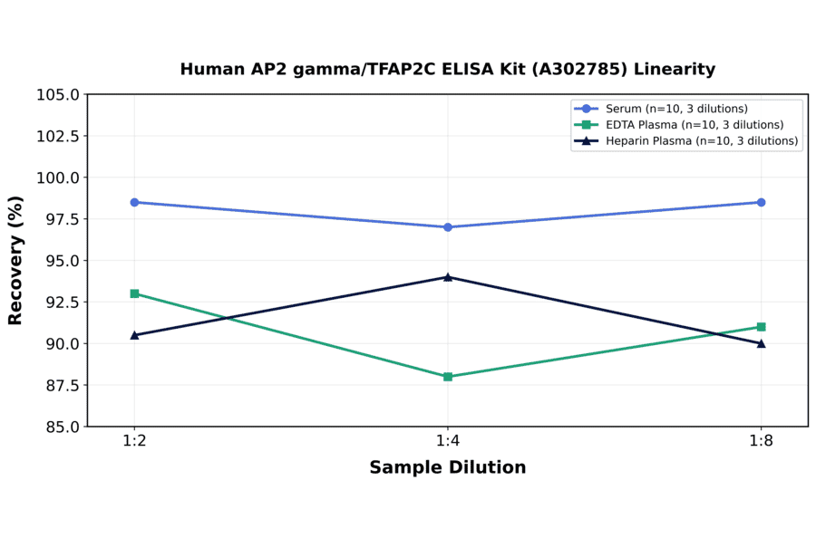 Linearity - Human AP2 gamma/TFAP2C ELISA Kit (A302785) - Antibodies.com