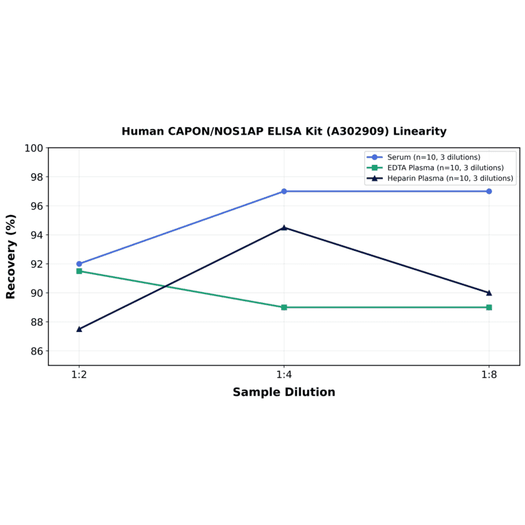 Linearity - Human CAPON/NOS1AP ELISA Kit (A302909) - Antibodies.com