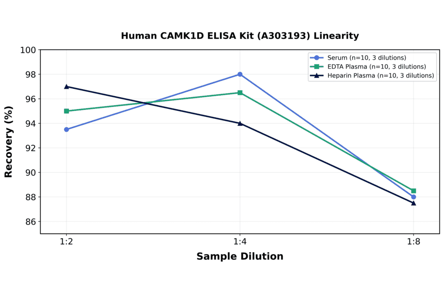 Linearity - Human CAMK1D ELISA Kit (A303193) - Antibodies.com