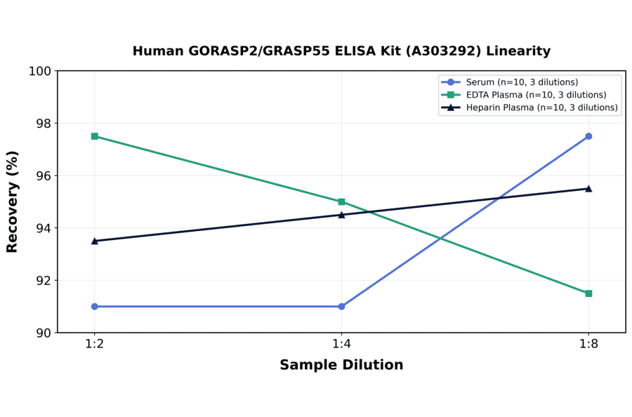 Linearity - Human GORASP2/GRASP55 ELISA Kit (A303292) - Antibodies.com