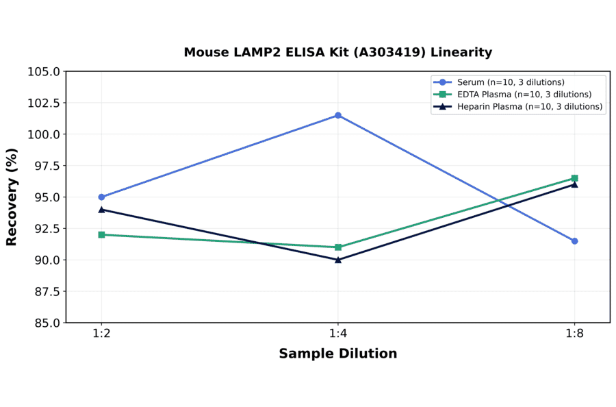 Linearity - Mouse LAMP2 ELISA Kit (A303419) - Antibodies.com