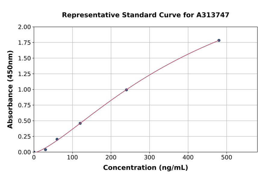 Standard Curve - Human OSCAR / Osteoclast-associated Receptor ELISA Kit (A313747) - Antibodies.com