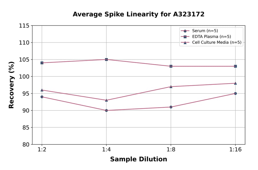 Linearity - Human IL-10 ELISA Kit (High Sensitivity) (A323172) - Antibodies.com