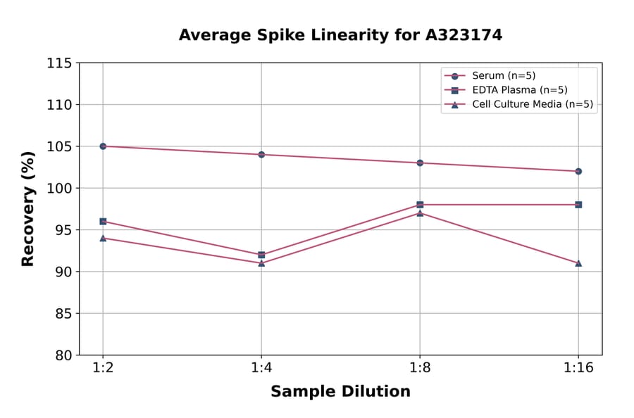 Linearity - Human Interferon gamma ELISA Kit (High Sensitivity) (A323174) - Antibodies.com