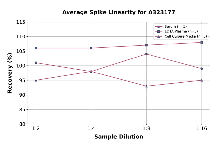 Linearity - Mouse IL-6 ELISA Kit (High Sensitivity) (A323177) - Antibodies.com