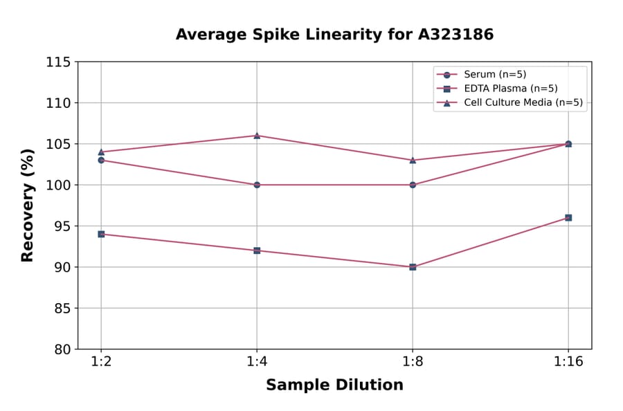 Linearity - Rat IL-10 ELISA Kit (High Sensitivity) (A323186) - Antibodies.com