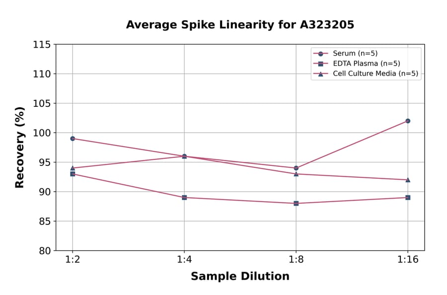 Linearity - Mouse MMP8 ELISA Kit (Small Sample Volume) (A323205) - Antibodies.com