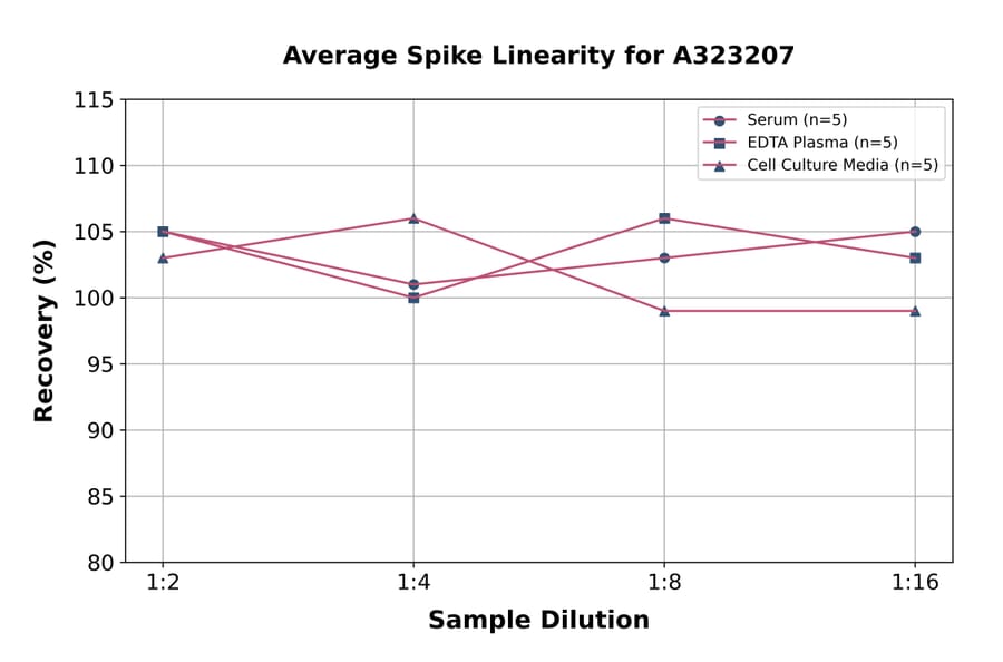 Linearity - Mouse ICAM1 ELISA Kit (Small Sample Volume) (A323207) - Antibodies.com