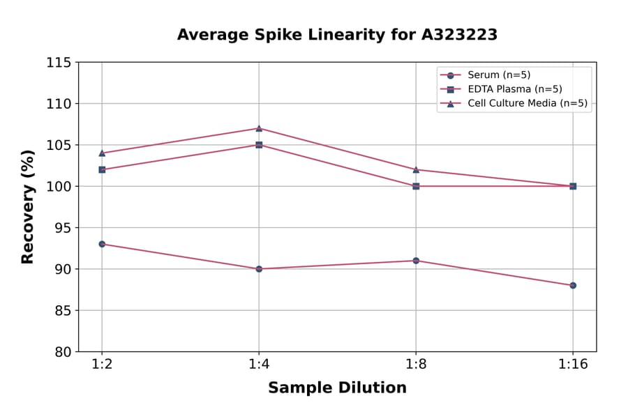 Linearity - Mouse IL-23 ELISA Kit (Small Sample Volume) (A323223) - Antibodies.com