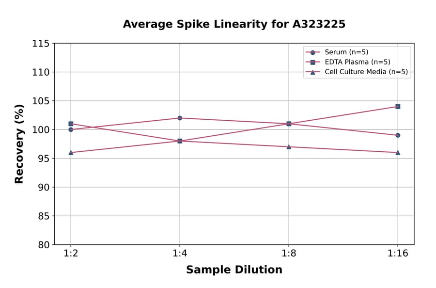 Linearity - Mouse IL-1 alpha ELISA Kit (Small Sample Volume) (A323225) - Antibodies.com