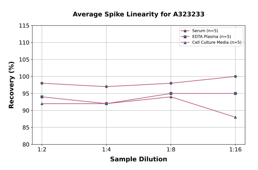Linearity - Mouse Lactoferrin ELISA Kit (Small Sample Volume) (A323233) - Antibodies.com
