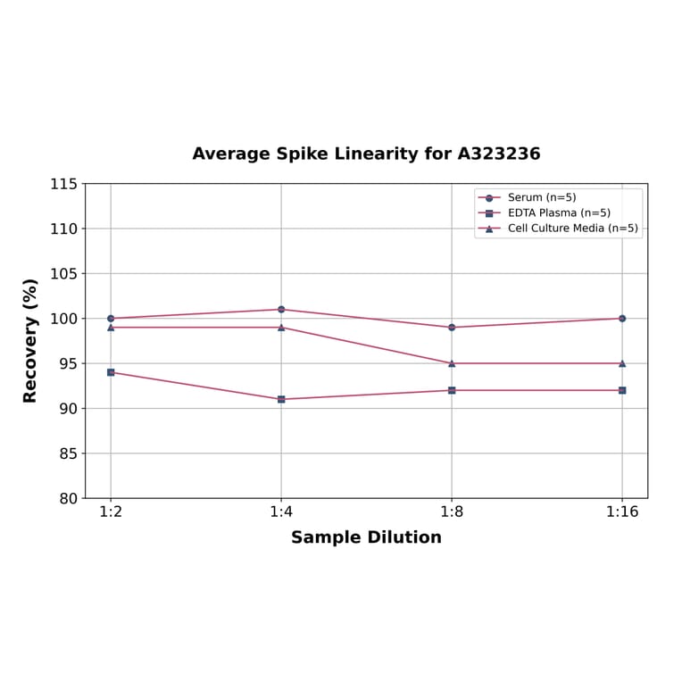Linearity - Mouse Lipocalin-2/NGAL ELISA Kit (Small Sample Volume) (A323236) - Antibodies.com