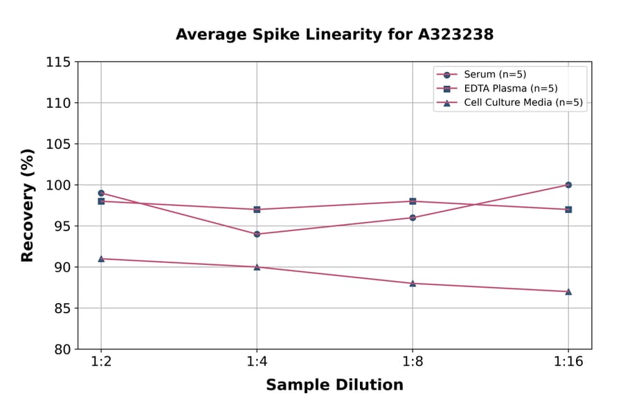 Linearity - Mouse CD105 ELISA Kit (Small Sample Volume) (A323238) - Antibodies.com