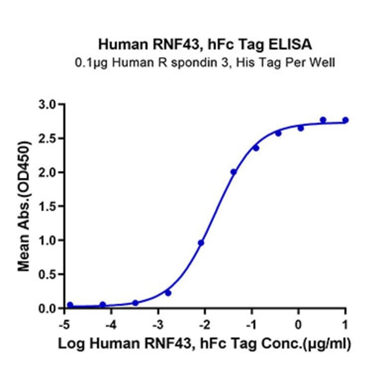 Standard Curve - Recombinant Human RNF43 Protein (C-terminal Human Fc Tag) (A331222) - Antibodies.com