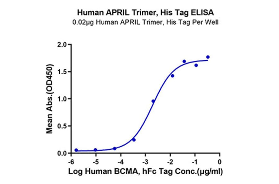 Standard Curve - Recombinant Human TNFSF13 Protein (N-terminal His and Flag Tag) (A331354) - Antibodies.com