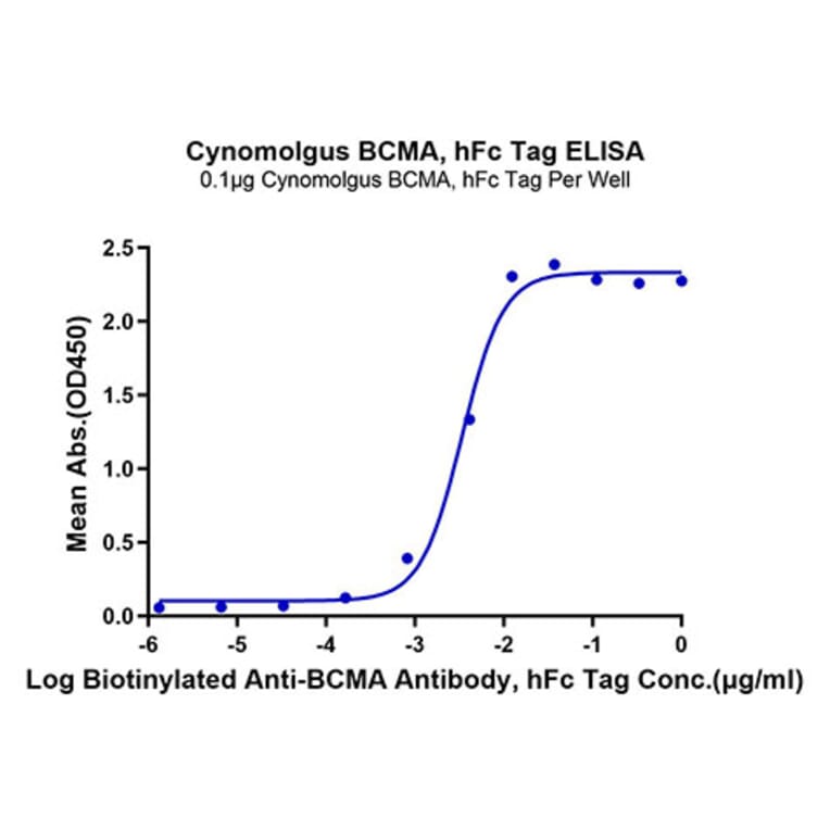 Standard Curve - Recombinant Cynomolgus macaque BCMA Protein (C-terminal Human Fc Tag) (A331888) - Antibodies.com