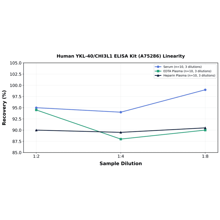 Linearity - Human YKL-40/CHI3L1 ELISA Kit (A75286) - Antibodies.com