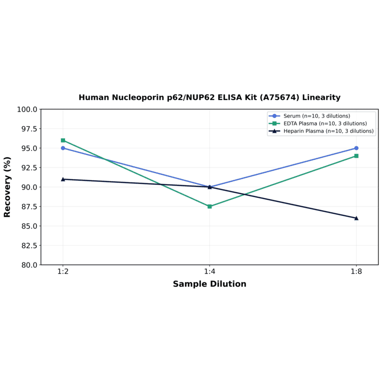 Linearity - Human Nucleoporin p62/NUP62 ELISA Kit (A75674) - Antibodies.com