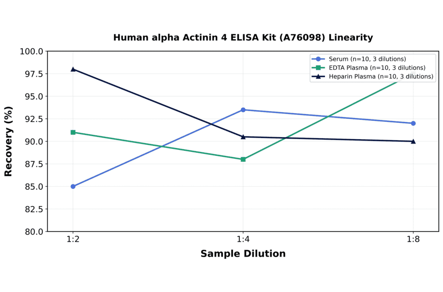 Linearity - Human alpha Actinin 4 ELISA Kit (A76098) - Antibodies.com