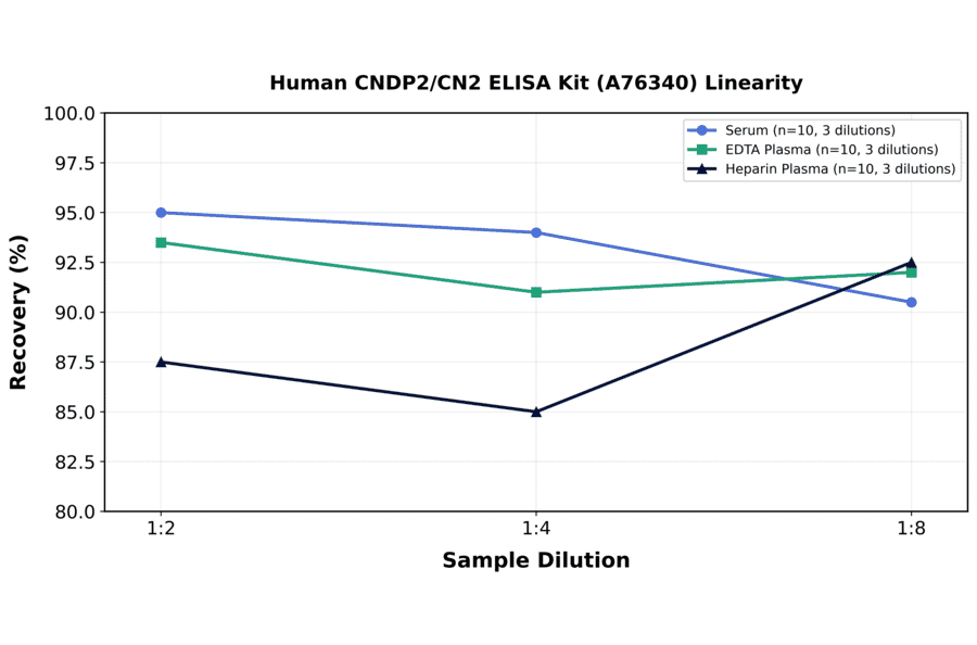 Linearity - Human CNDP2/CN2 ELISA Kit (A76340) - Antibodies.com