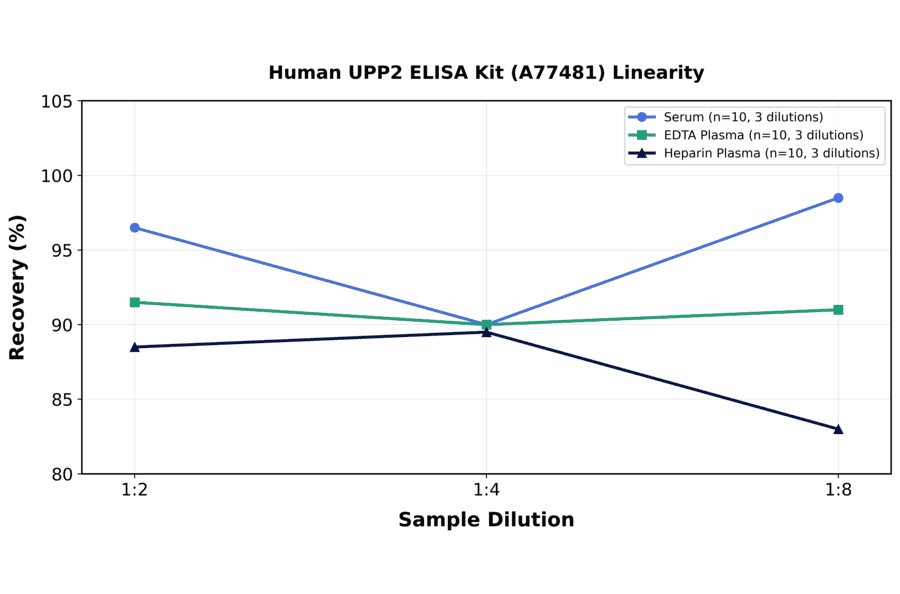 Linearity - Human UPP2 ELISA Kit (A77481) - Antibodies.com