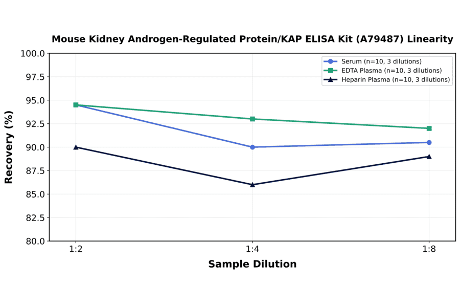 Linearity - Mouse Kidney Androgen-Regulated Protein/KAP ELISA Kit (A79487) - Antibodies.com