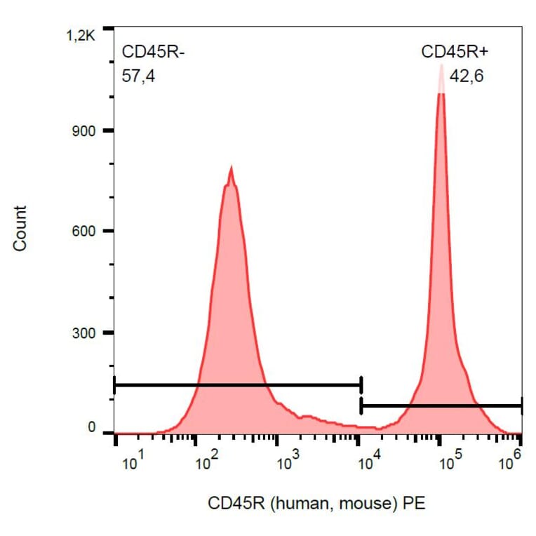Flow Cytometry - Anti-CD45R Antibody [RA3-6B2] (PE) (A85840) - Antibodies.com